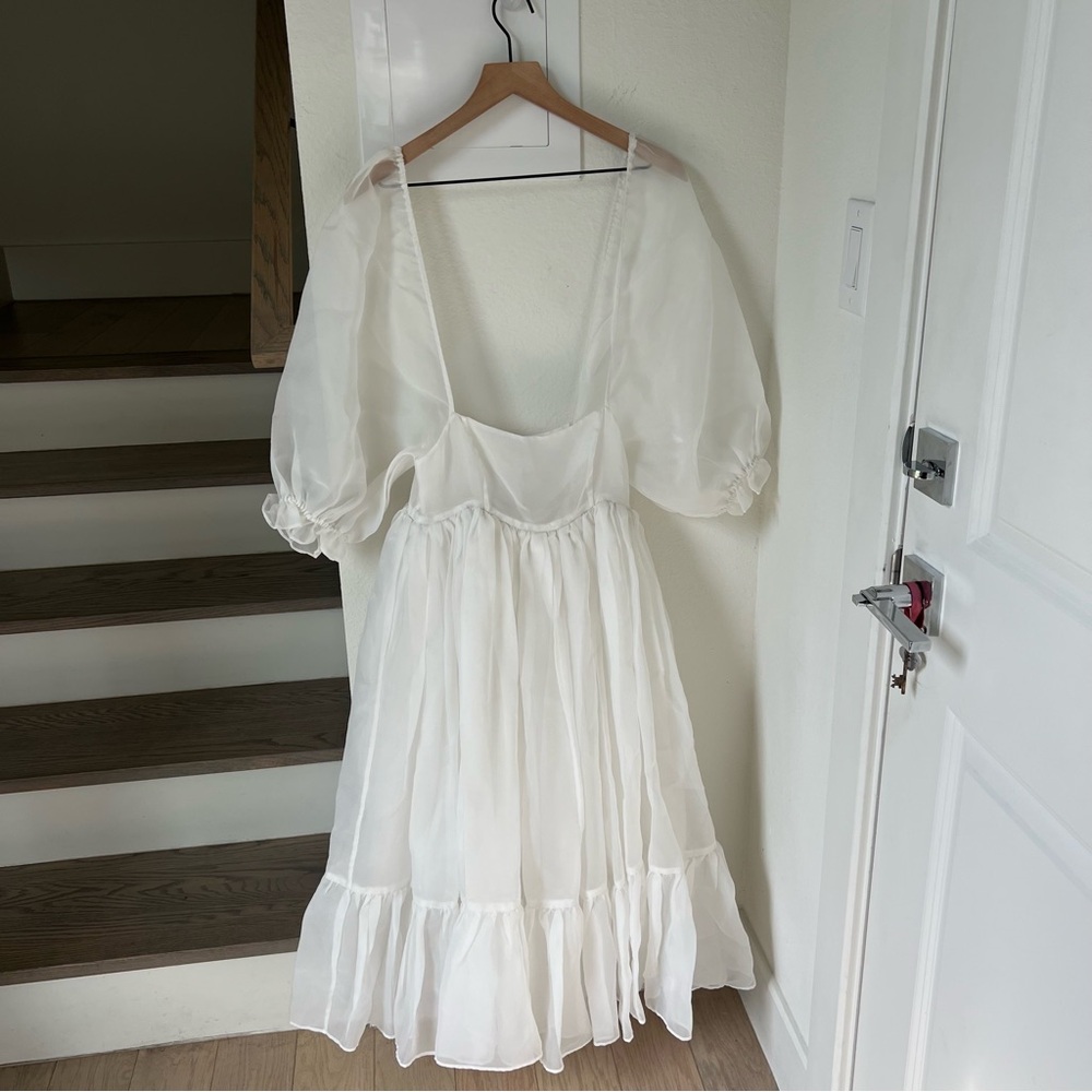 Selkie The Ivory French Puff Dress in White - Picture 5 of 10